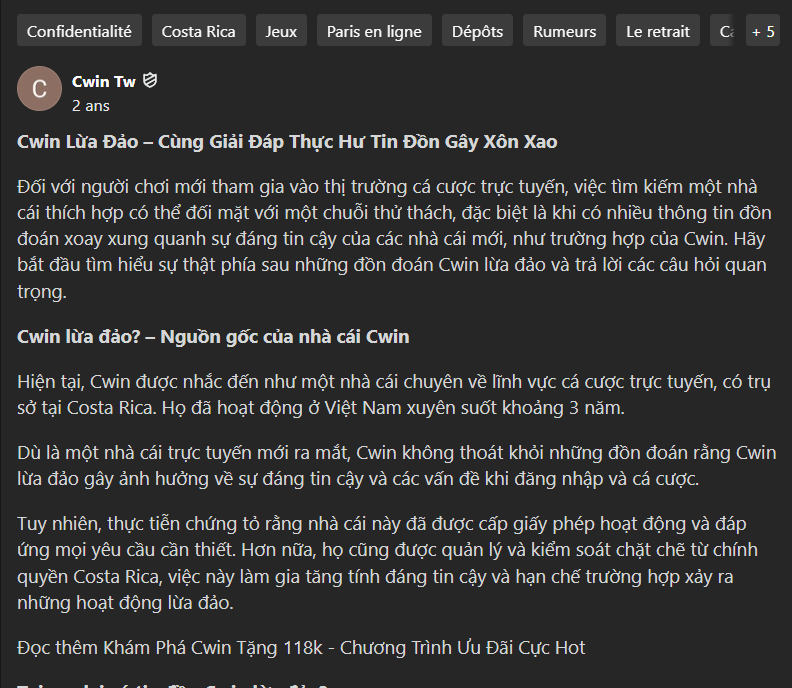 Tin tức cwin có uy tín không